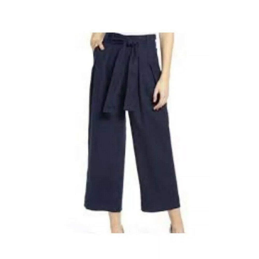 J Crew Paperbag Navy Blue Pants Linen Blend